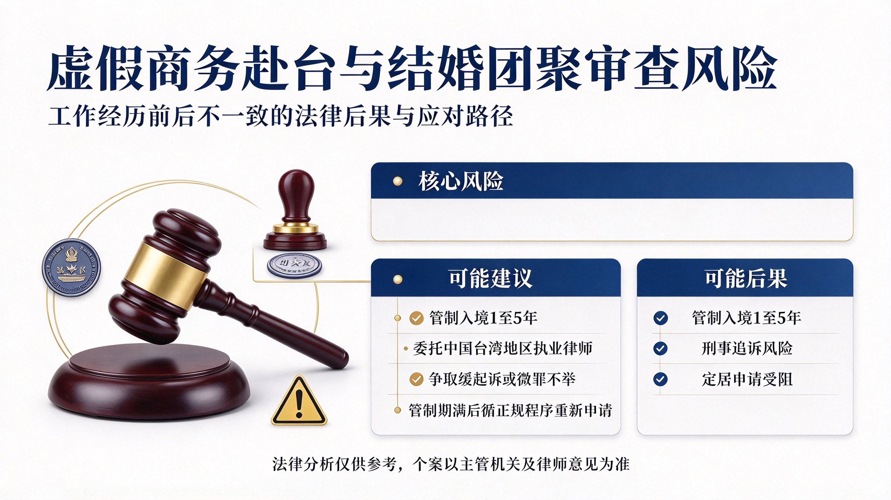 虚假商务赴台后申请“结婚团聚”遭审查之法律后果