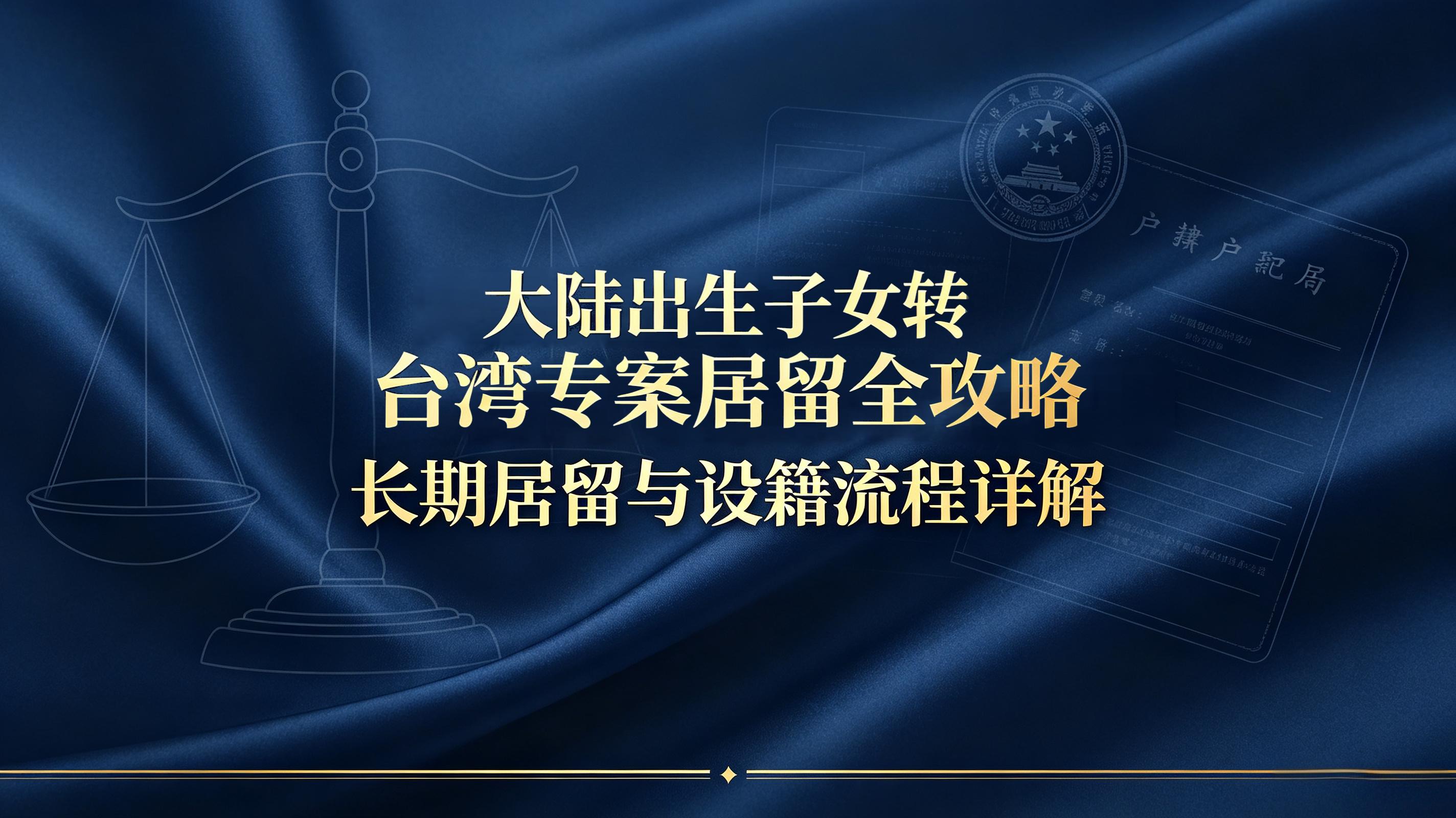 大陆出生子女转台湾定居全攻略专案长期居留与设籍流程详解